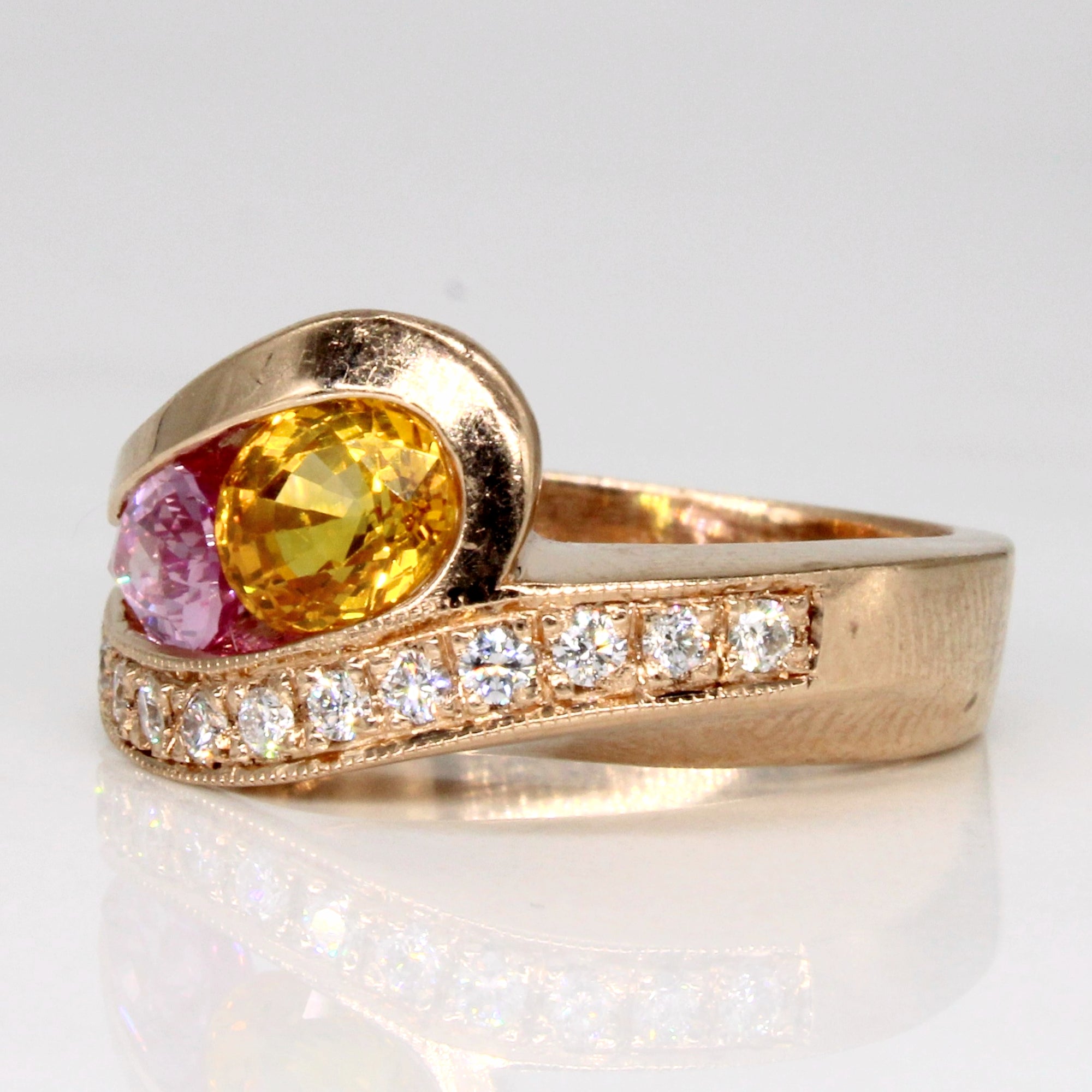 Pink & Yellow Sapphire & Diamond Waterfall Ring | 1.75ctw, 0.26ctw | SZ 6.75 |