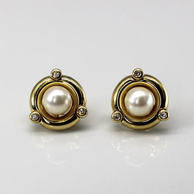 Pearl & Diamond Earrings | 0.12ctw |