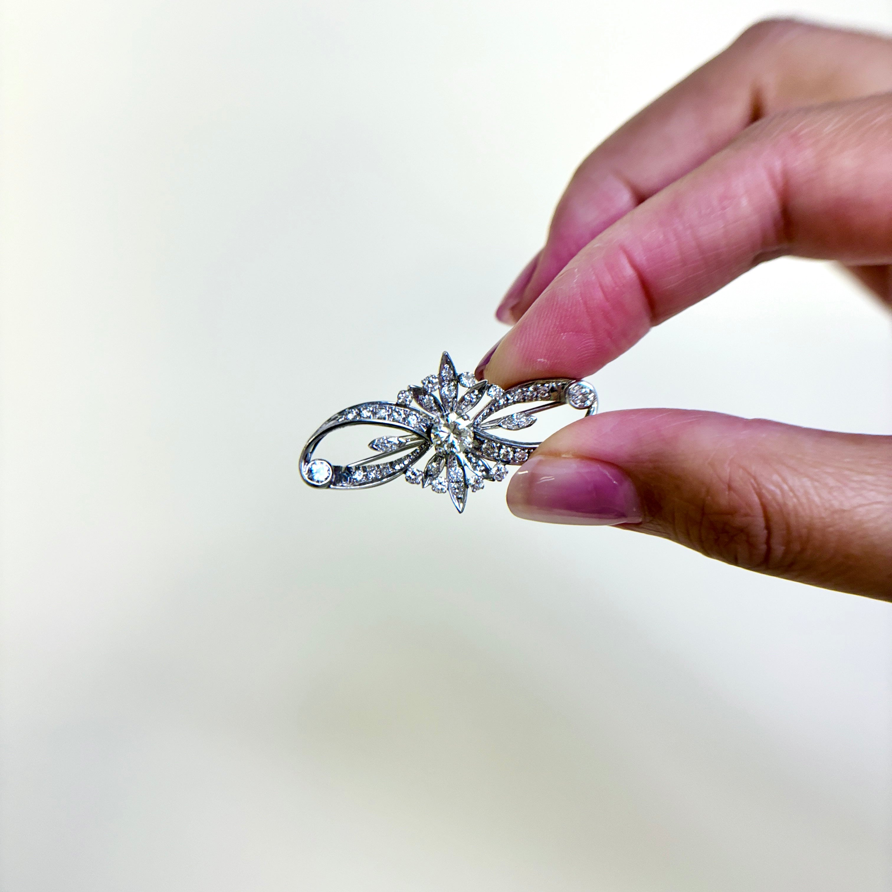 14k White Gold Diamond Brooch | 1.88ctw |