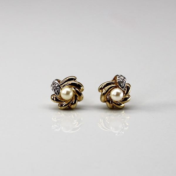 Pearl & Diamond Stud Earrings | 0.02ctw |