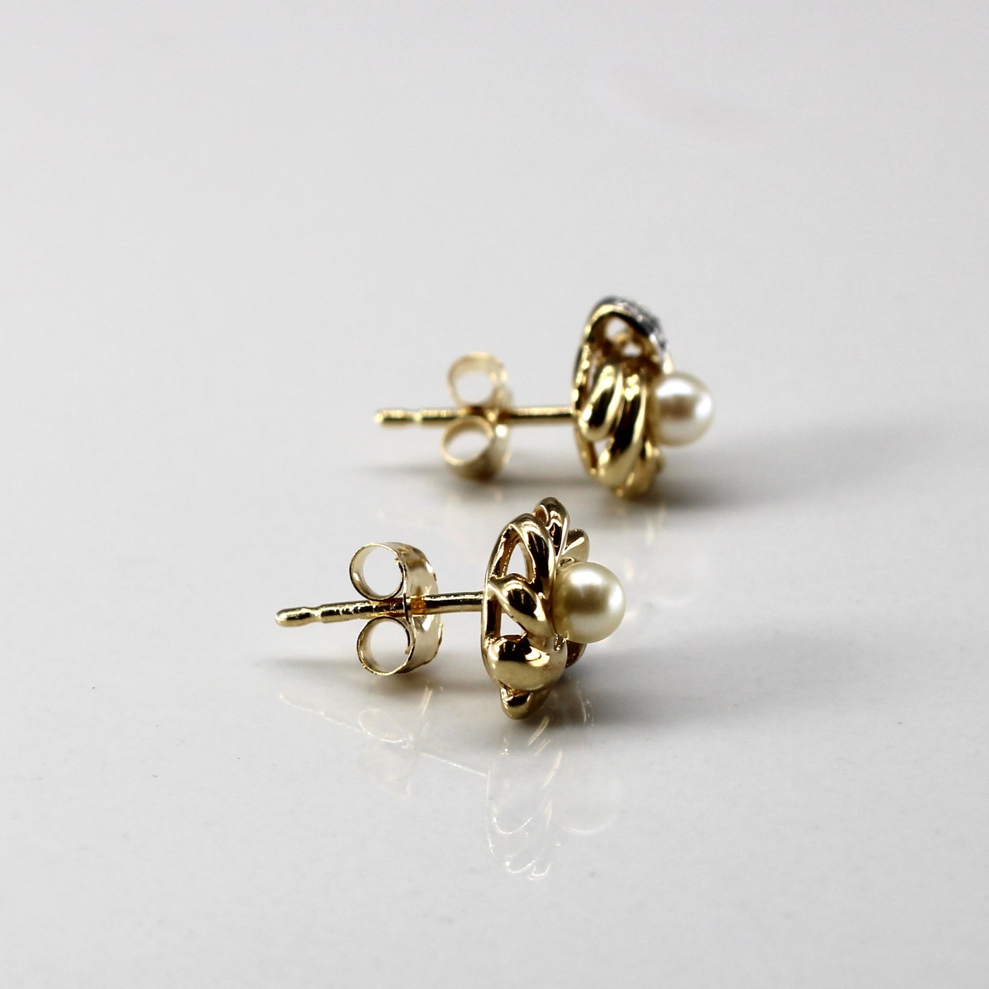 Pearl & Diamond Stud Earrings | 0.02ctw |