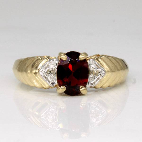 Garnet & Diamond Ring | 0.90ct, 0.01ctw | SZ 6.75 |