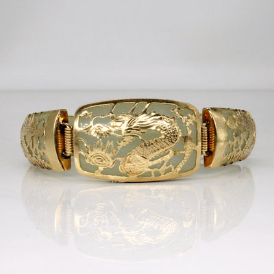 Nephrite Slab Dragon 14k Bracelet | 150.00ctw | 6.75