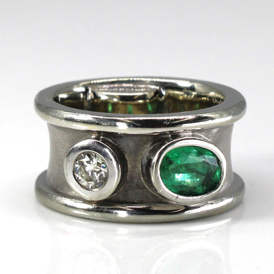 Bezel Set Emerald & Diamond Band | 0.78ct | 0.20ct | SZ 4.5 |