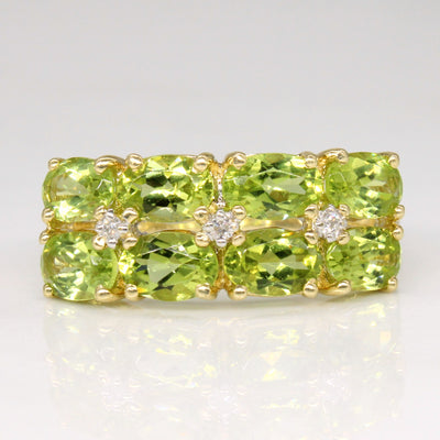 Peridot & Diamond Cocktail Ring | 4.00ctw, 0.03ctw | SZ 8.75 |