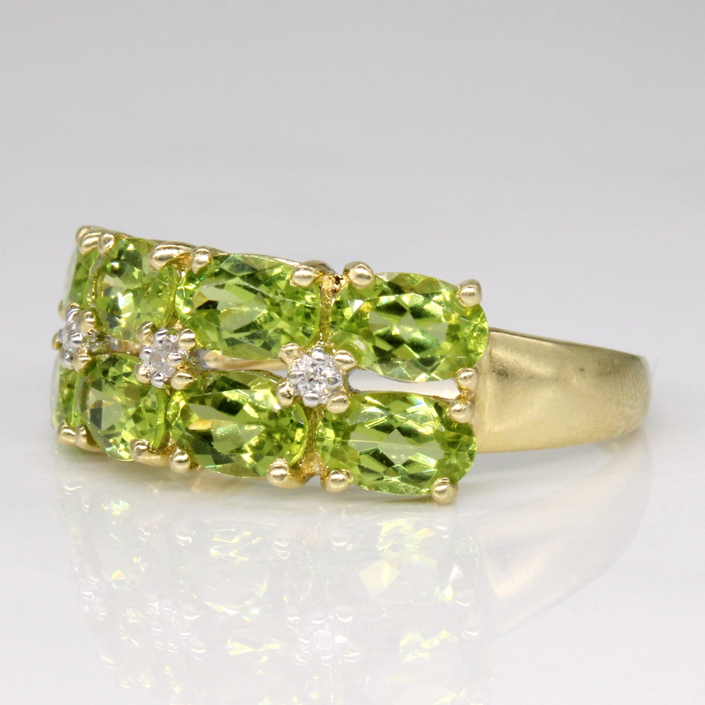 Peridot & Diamond Cocktail Ring | 4.00ctw, 0.03ctw | SZ 8.75 |