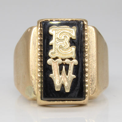 Onyx 'EW' Initial Ring | 2.50ct | SZ 8.5 |