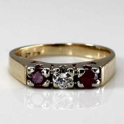 Three Stone Diamond & Ruby Ring | 0.12ct | 0.20ctw | SZ 5.25 |