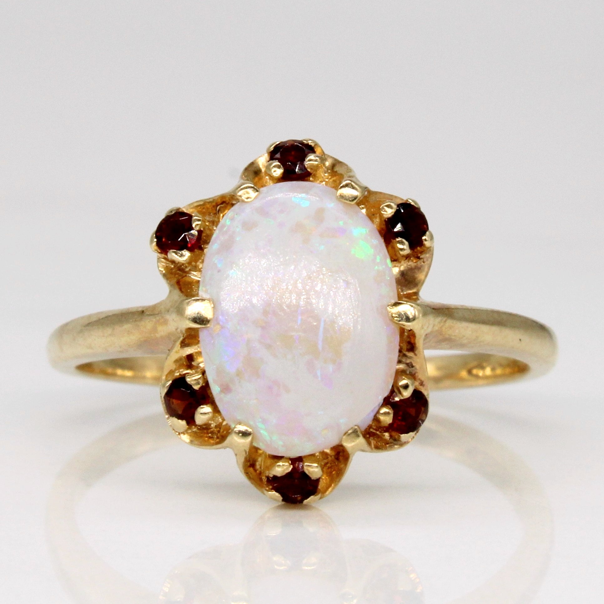 Opal & Garnet Cocktail Ring | 1.65ct, 0.12ctw | SZ 8.25 |