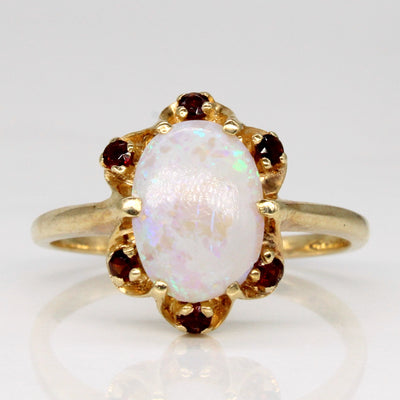 Opal & Garnet Cocktail Ring | 1.65ct, 0.12ctw | SZ 8.25 |