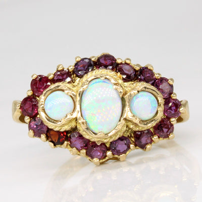 1973 London Opal & Ruby Cocktail Ring | 0.75ctw, 1.00ctw | SZ 7.25 |