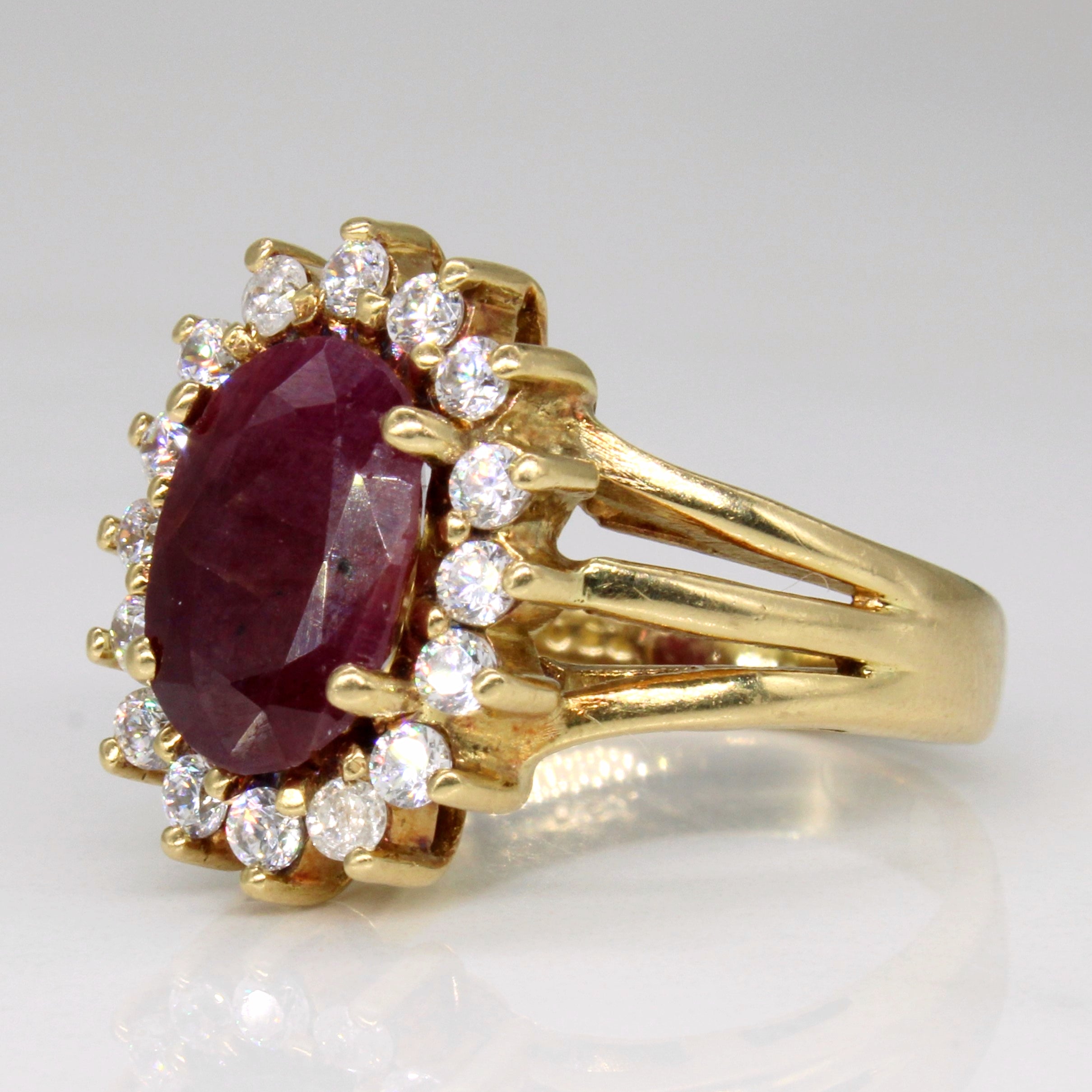 Ruby & Diamond Halo Cocktail Ring | 2.50ct, 0.40ctw | SZ 6.75 |