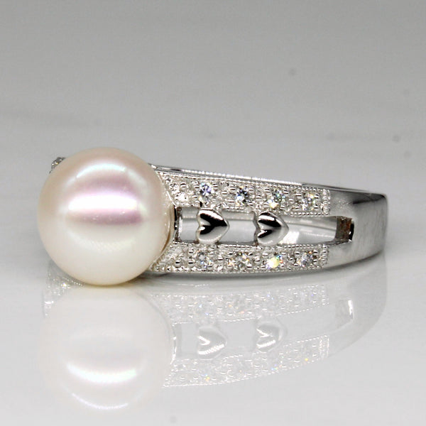 Pearl & Diamond Ring | 0.08ctw | SZ 7 |