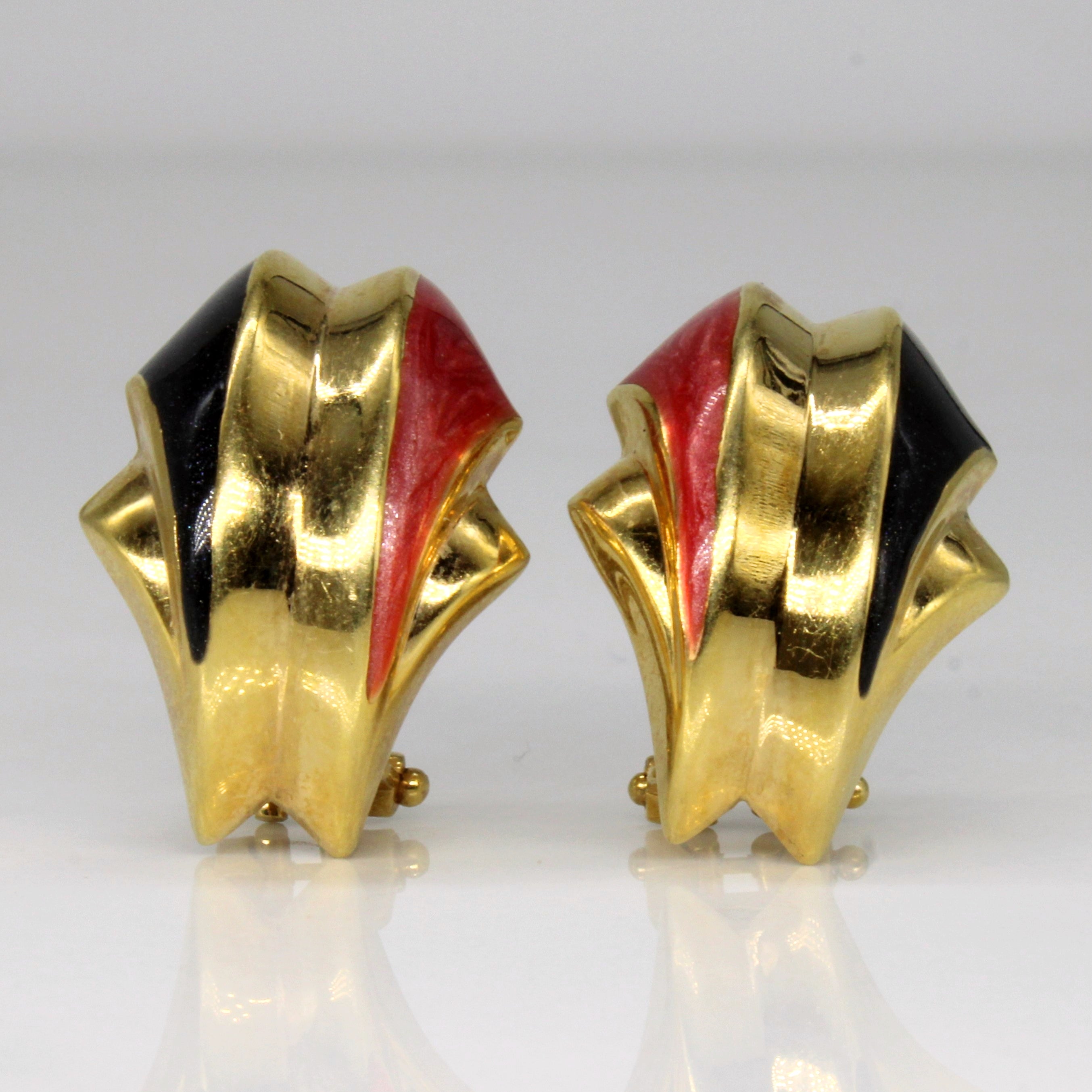 Black & Red Enamel Earrings