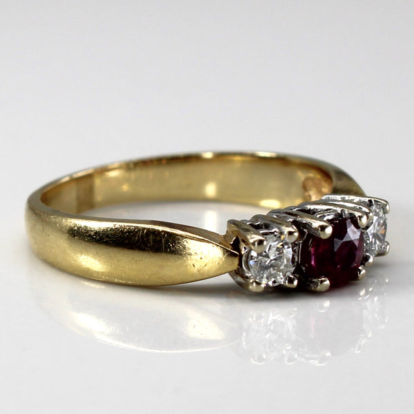 Three Stone Diamond & Ruby Ring | 0.20ctw | 0.28ctw | SZ 6.75 |