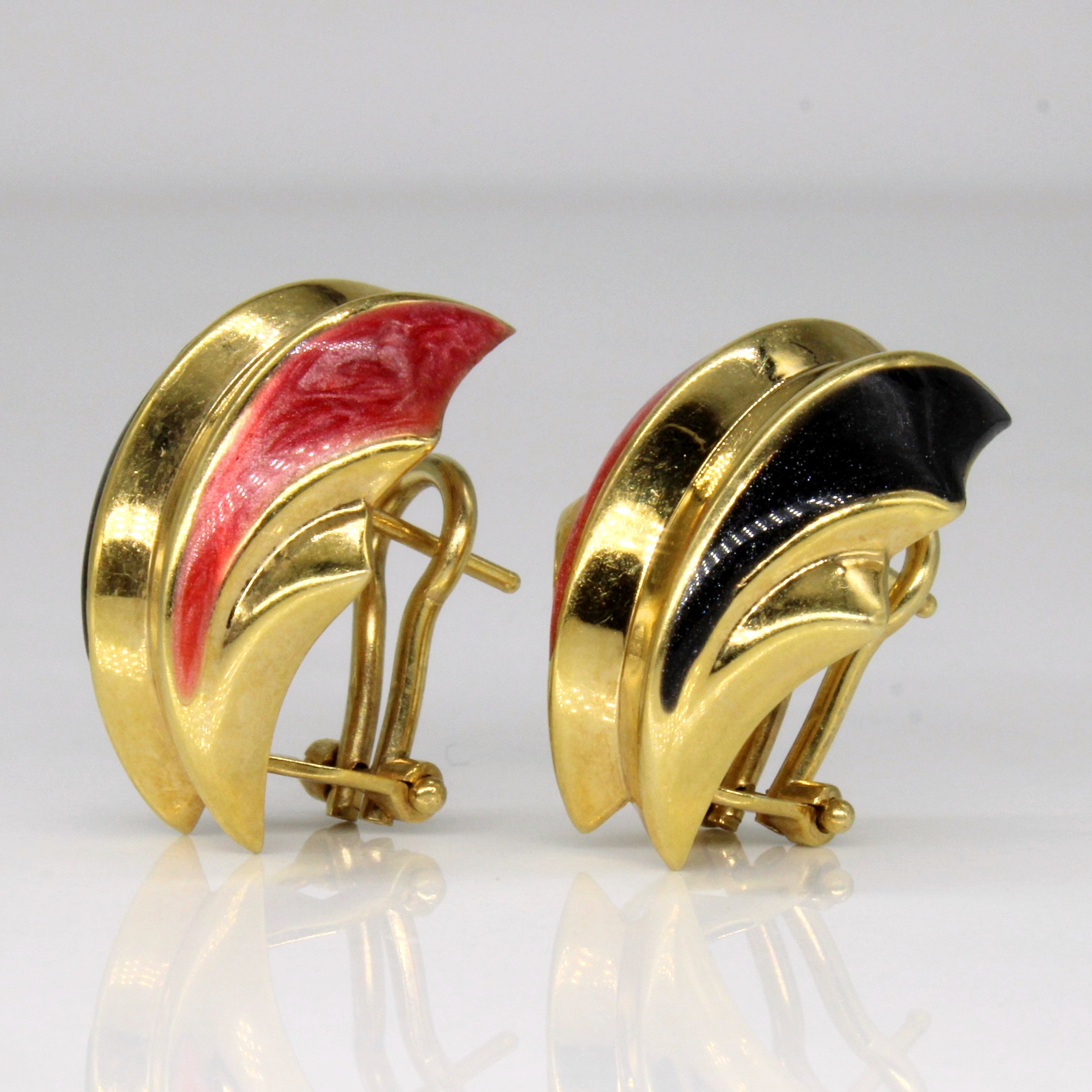 Black & Red Enamel Earrings