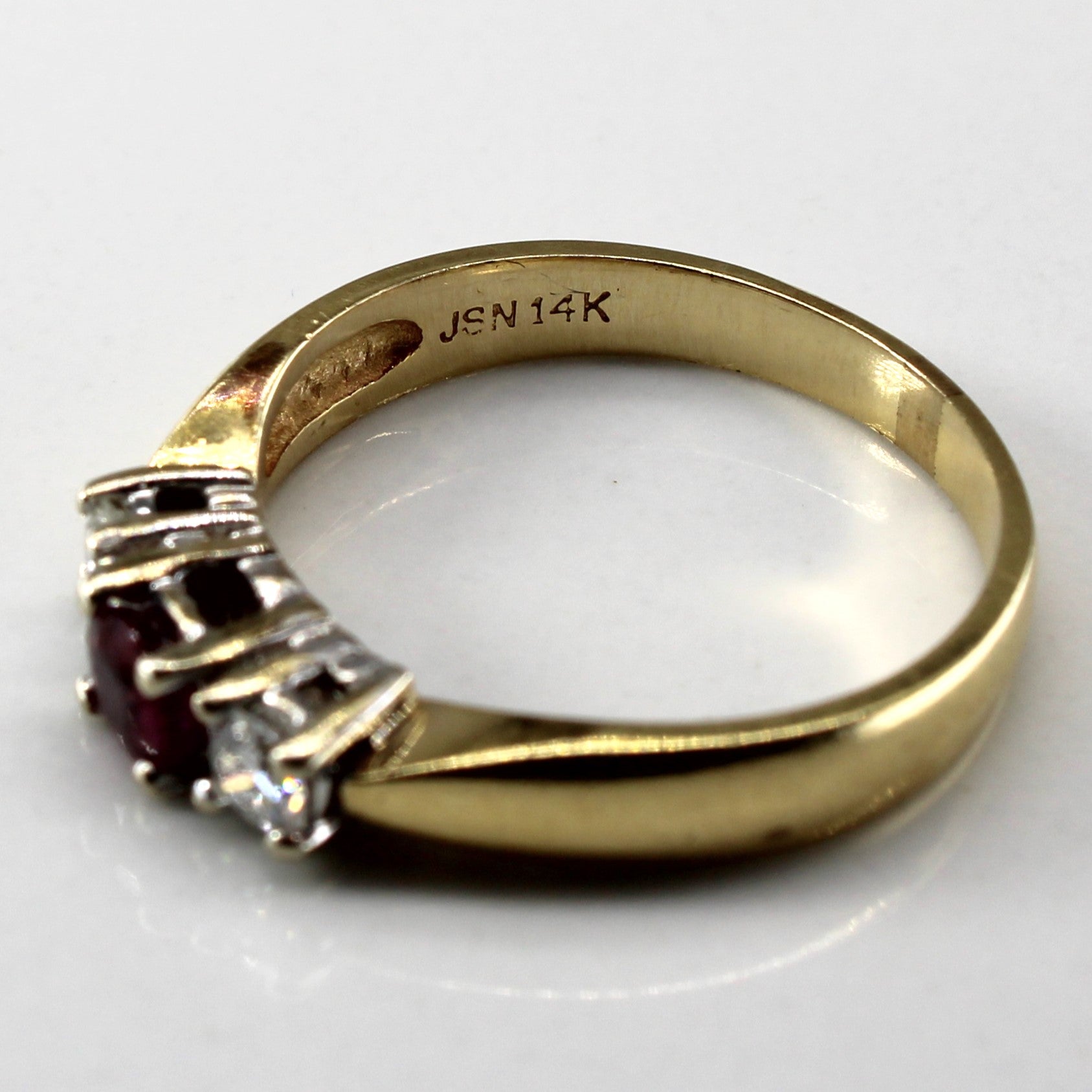 Three Stone Diamond & Ruby Ring | 0.20ctw | 0.28ctw | SZ 6.75 |