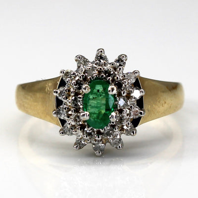 Emerald & Diamond Cocktail Ring | 0.20ct | 0.20ctw | SZ 6.5 |