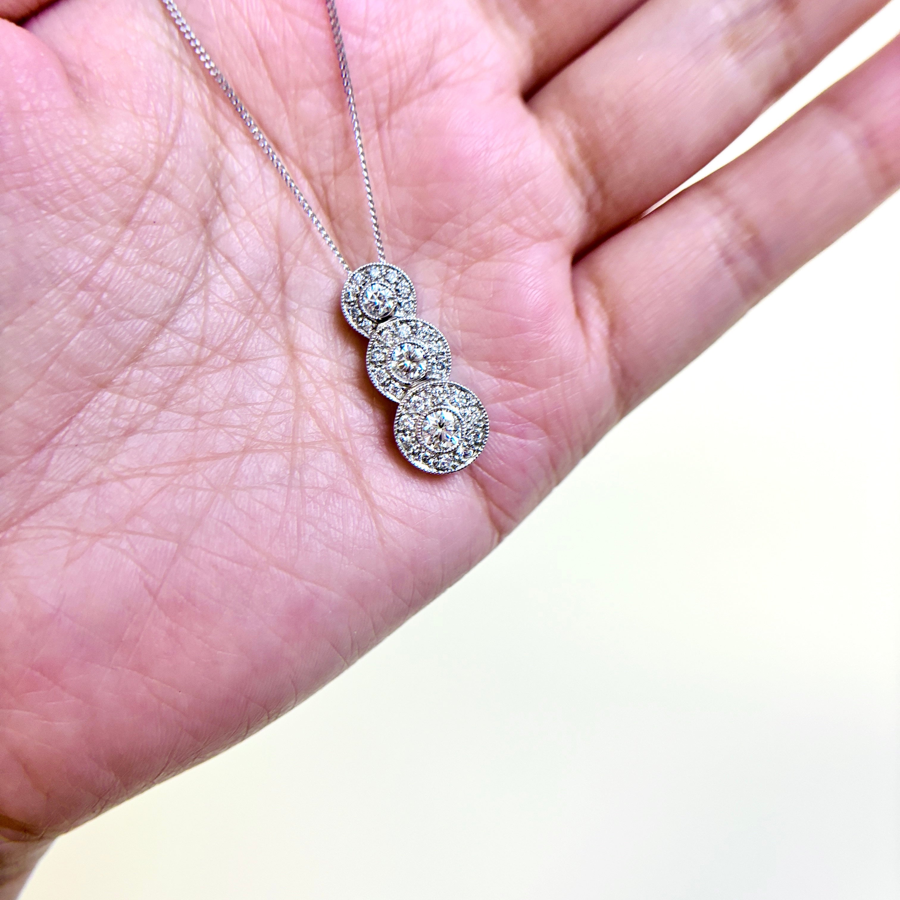 14k White Gold Diamond Necklace | 1.00ctw | 16"