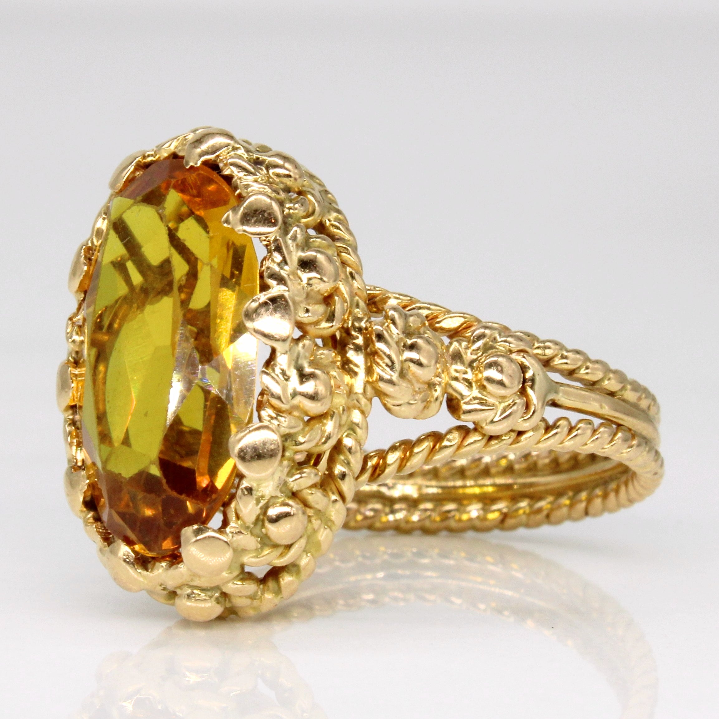 Synthetic Yellow Sapphire Cocktail Ring | 6.10ct | SZ 6.5 |