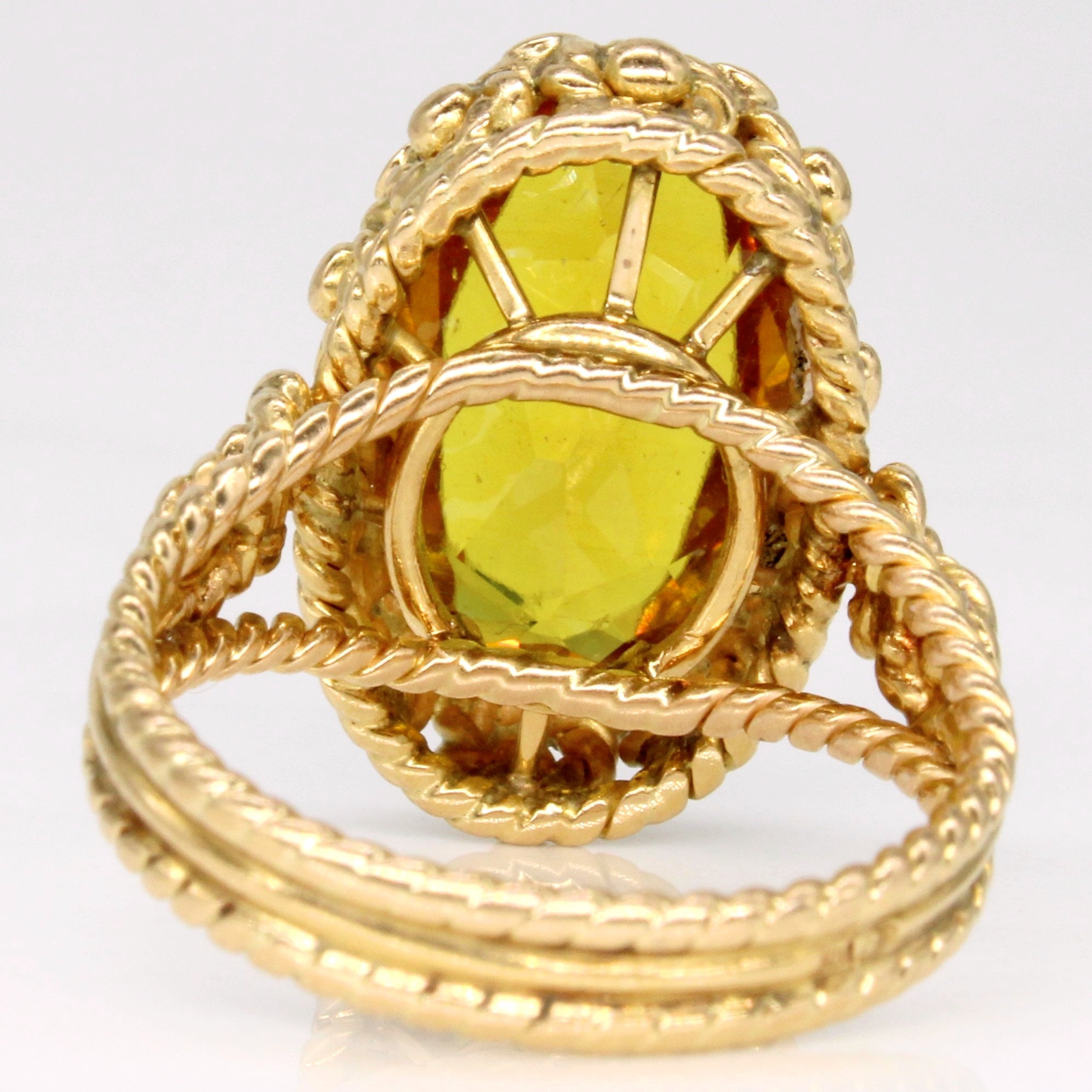 Synthetic Yellow Sapphire Cocktail Ring | 6.10ct | SZ 6.5 |