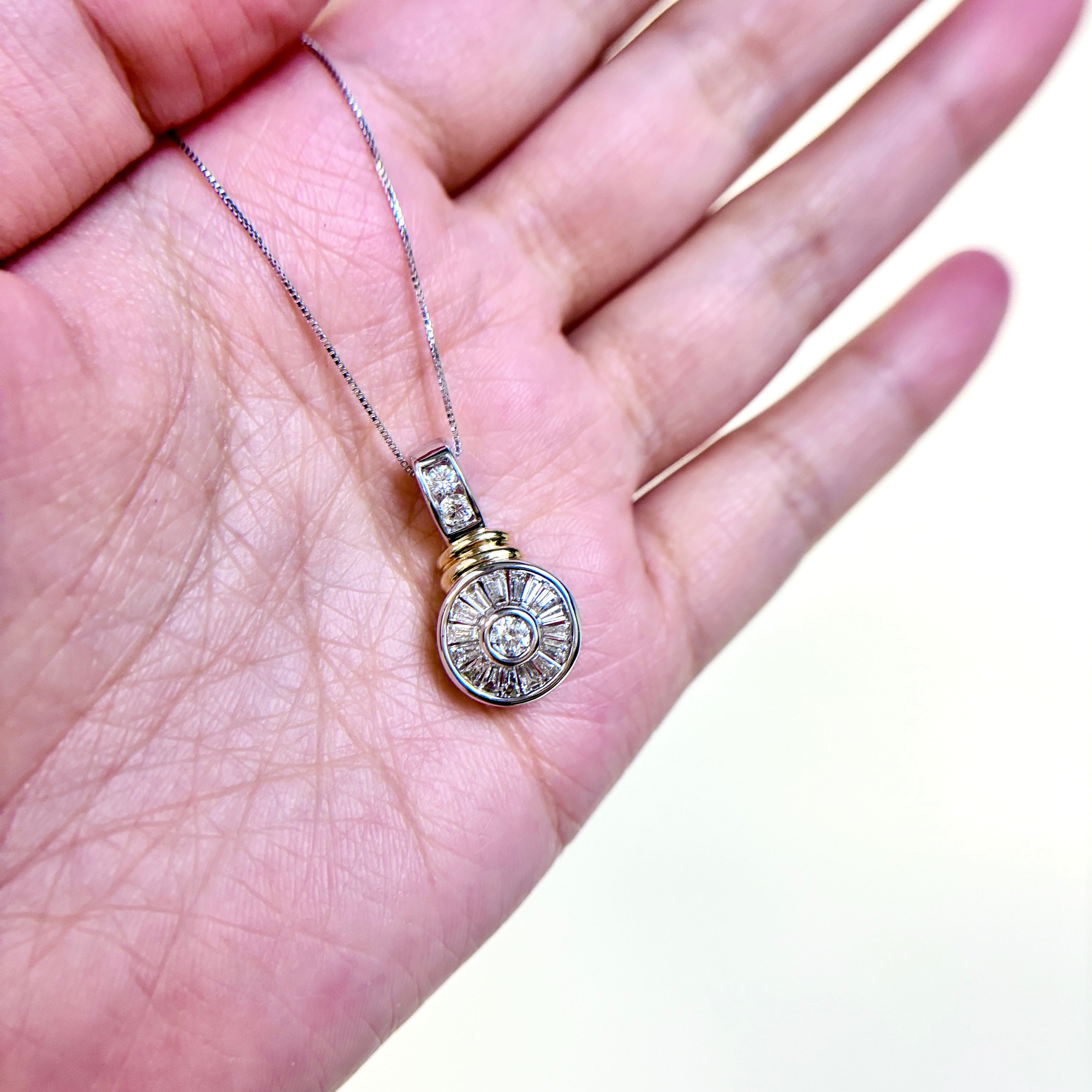 Collier en or blanc 14 carats et diamants | 1,03 ct au total | 45,7 cm 