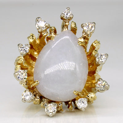 Jadeite & Diamond Cocktail Ring | 10.20ct, 0.40ctw | SZ 6 |