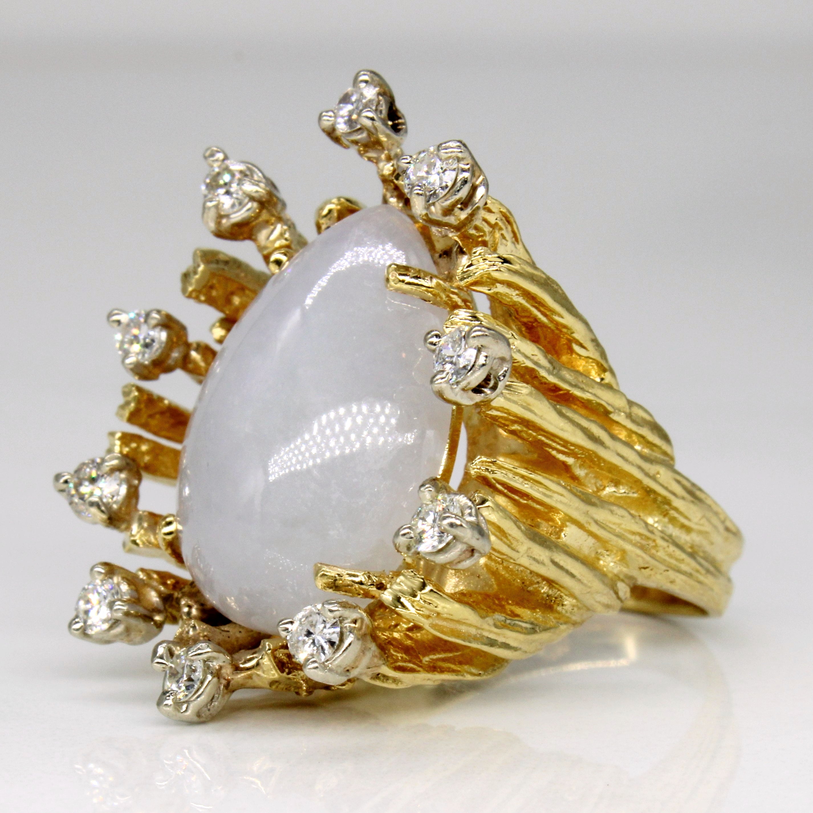 Jadeite & Diamond Cocktail Ring | 10.20ct, 0.40ctw | SZ 6 |