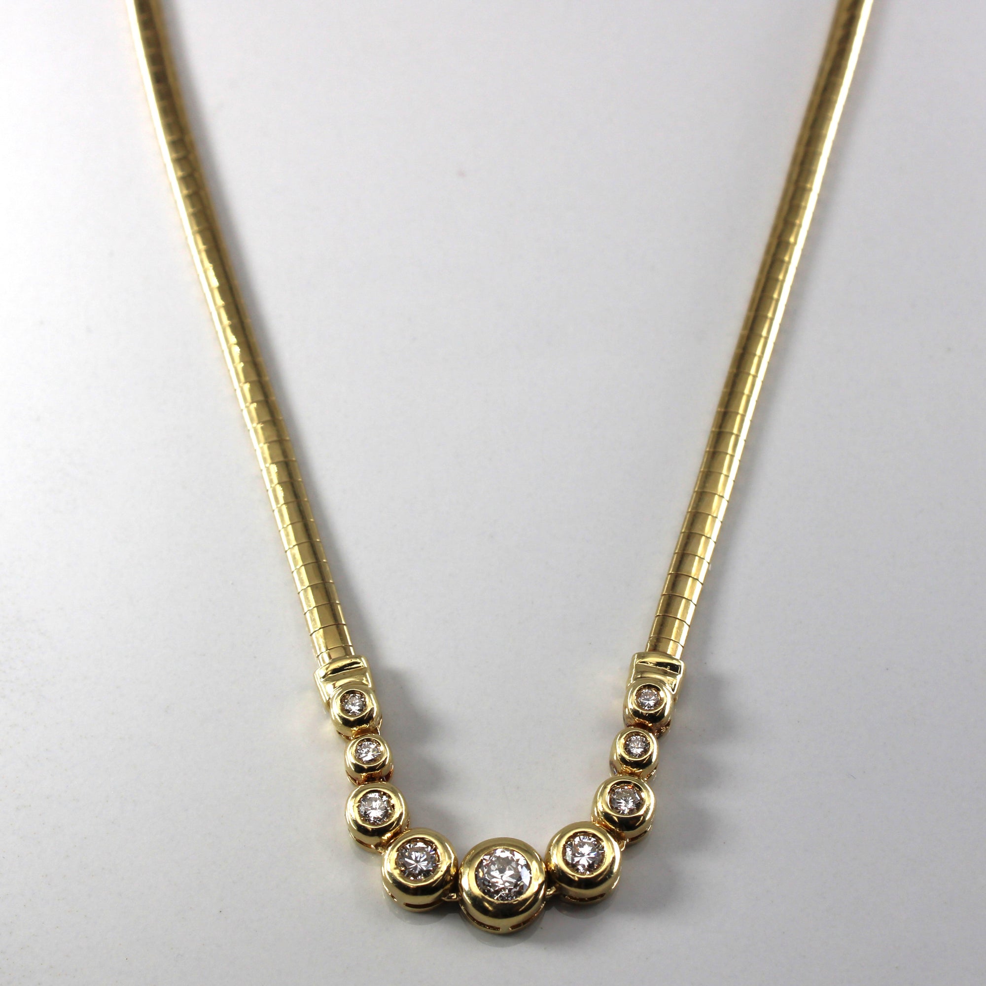 Bezel Set Diamond Omega Chain Necklace | 1.28ctw | 18