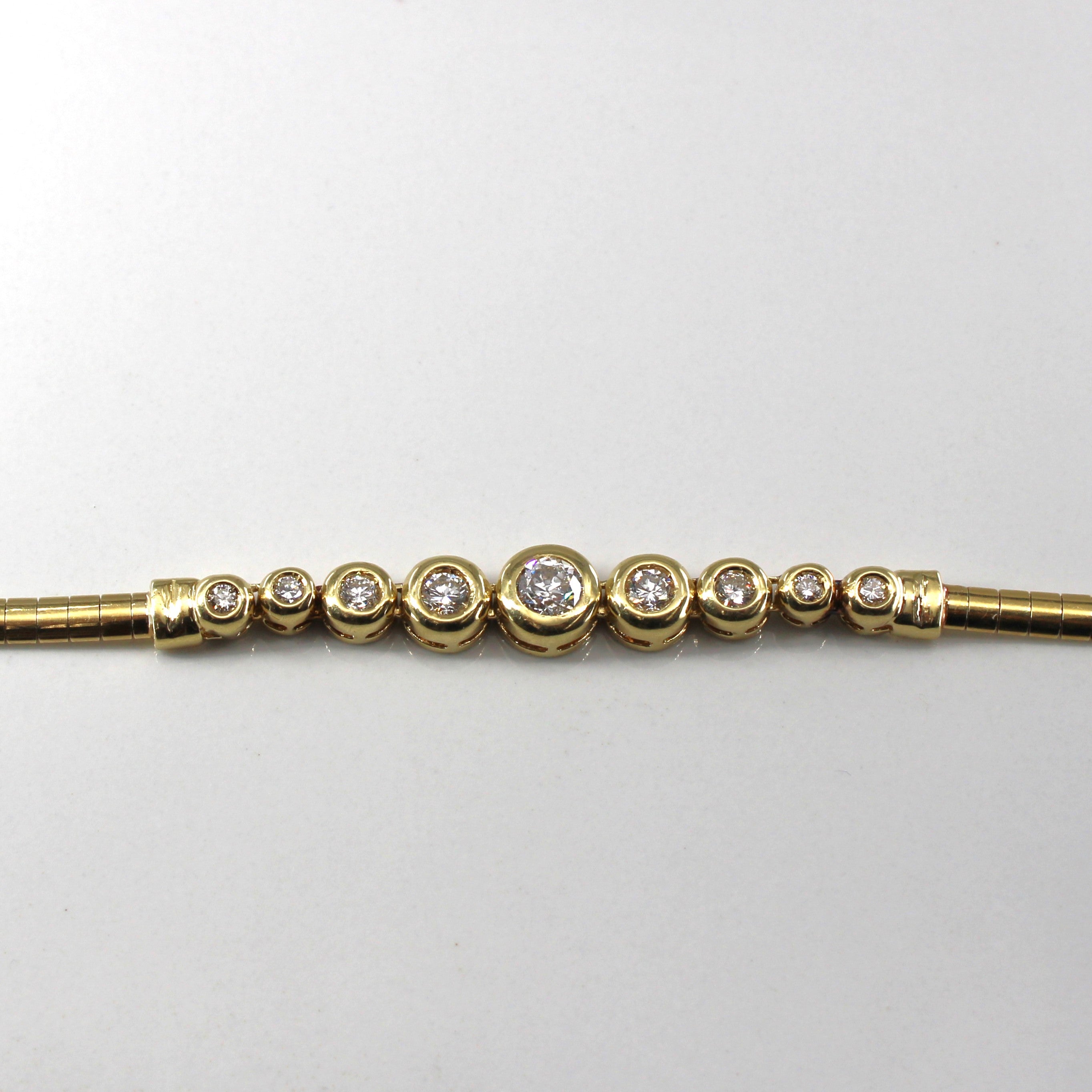 Bezel Set Diamond Omega Chain Necklace | 1.28ctw | 18"|