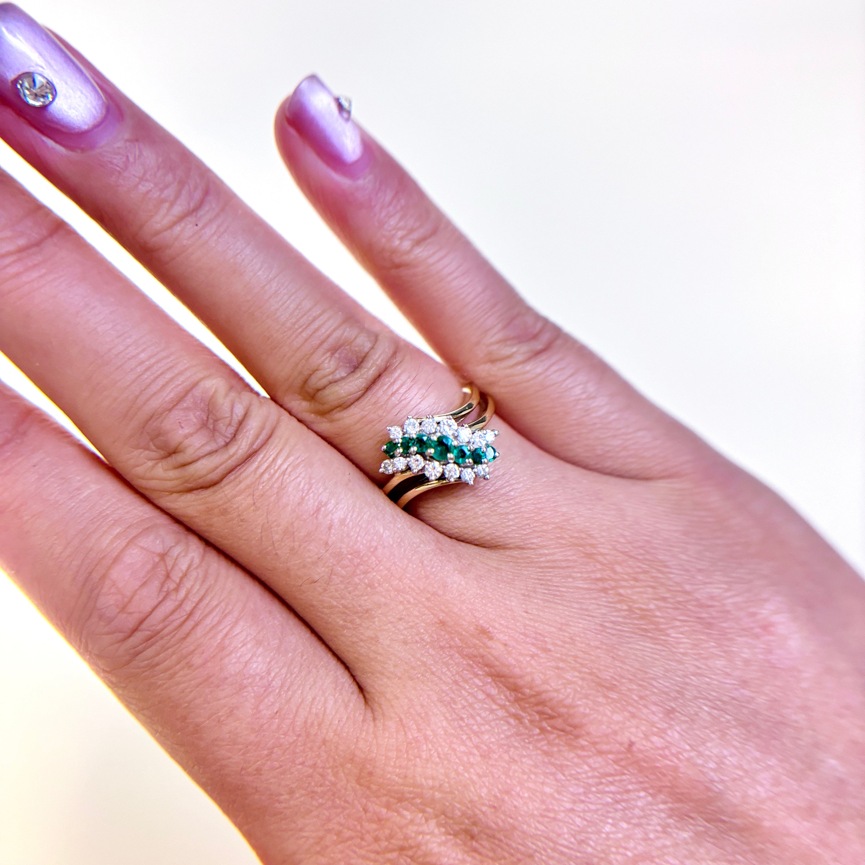 14K Gold Emerald and Diamond Ring | 0.18ctw, 0.32ctw | SZ 6.5