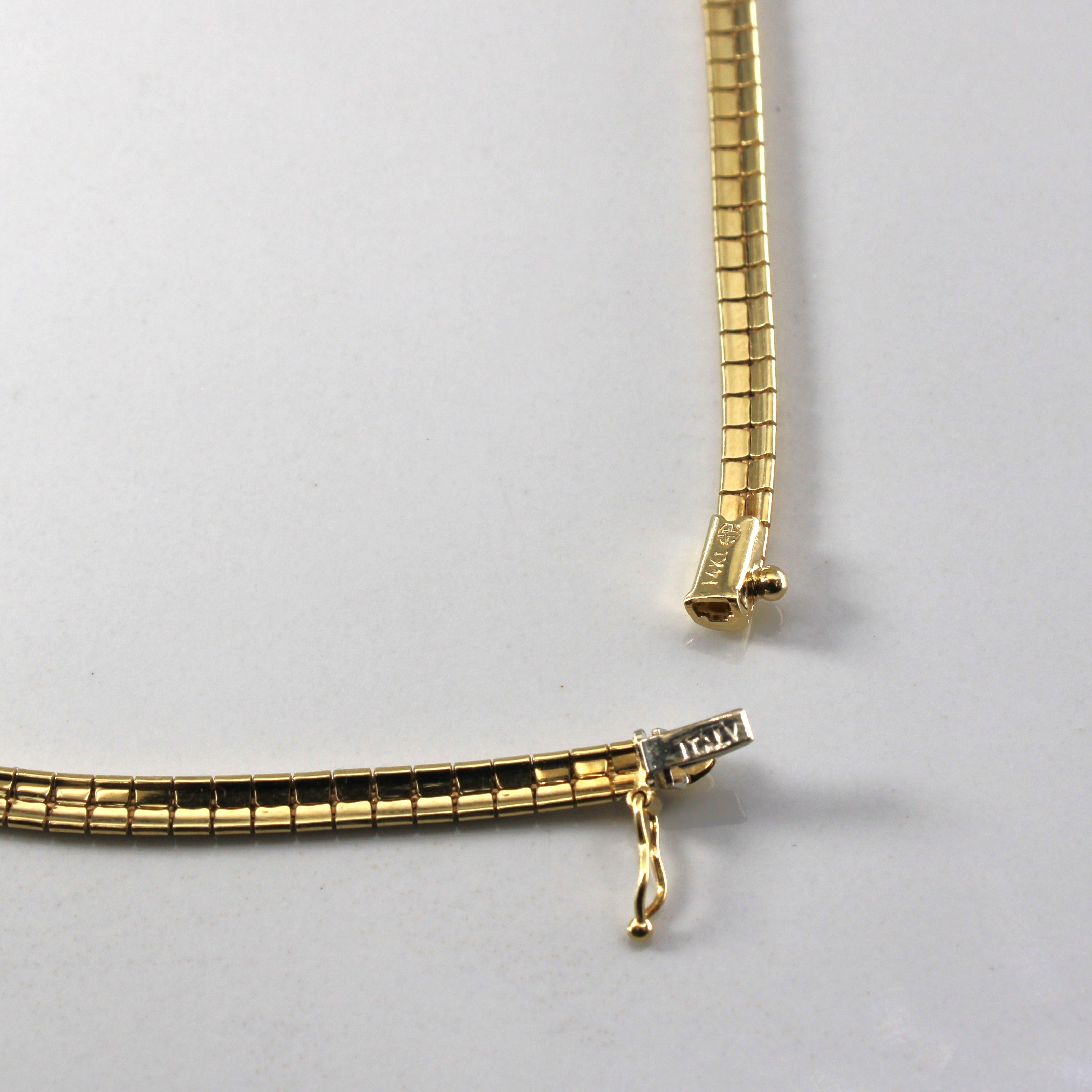 Bezel Set Diamond Omega Chain Necklace | 1.28ctw | 18"|
