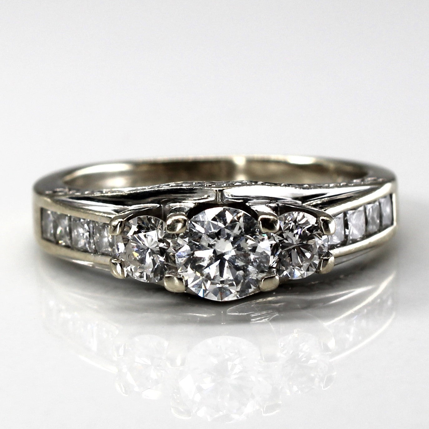Three Stone Diamond with Accents Ring | 1.58ctw | SZ 6.5 |
