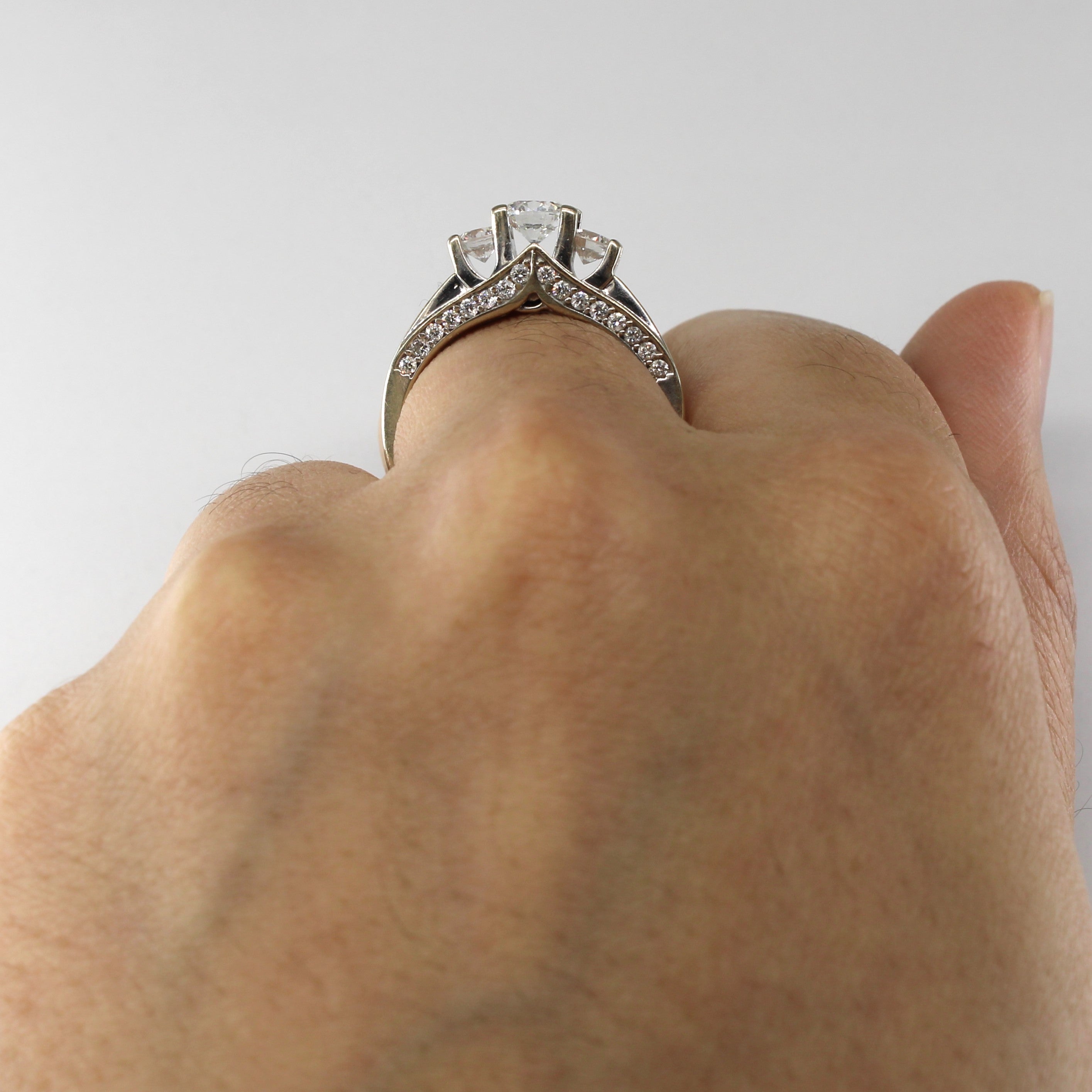 Three Stone Diamond with Accents Ring | 1.58ctw | SZ 6.5 |
