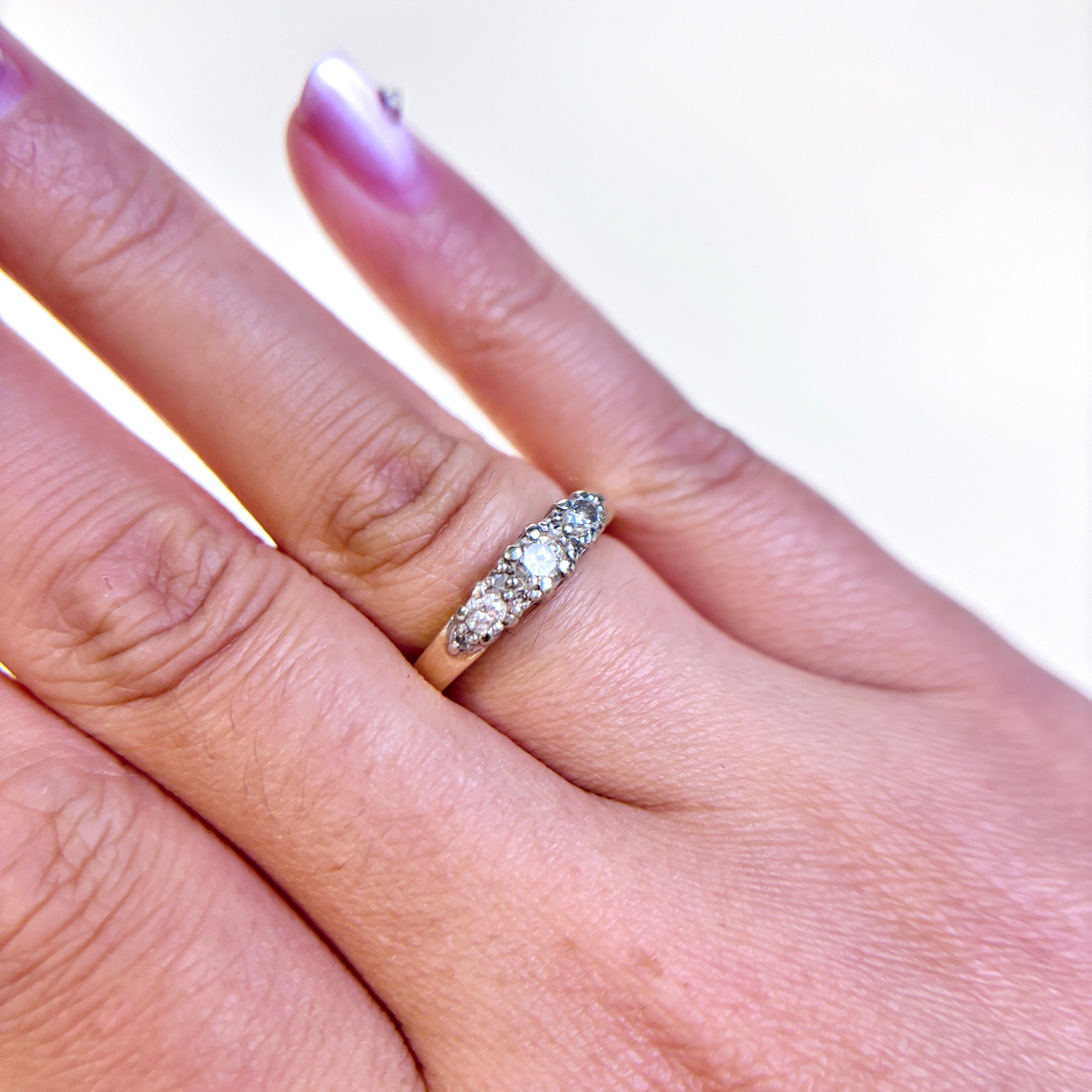 14K Yellow Gold Three Stone Diamond Ring | 0.46ctw | SZ 6