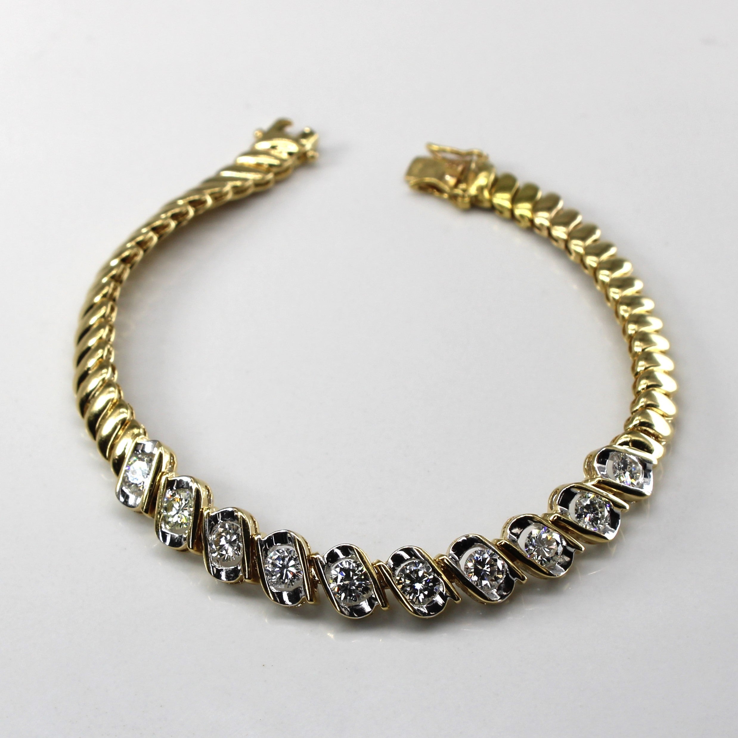Bracelet chaîne serti de diamants à tension | 1,62 ct | 6,5 po |