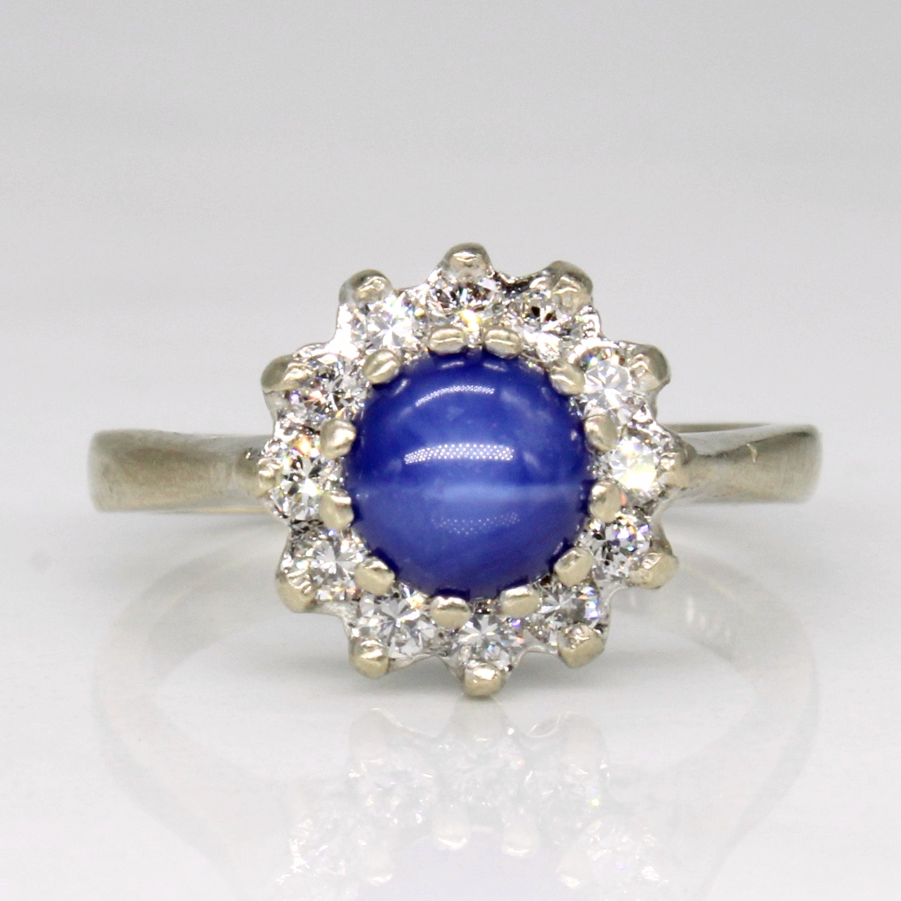 Synthetic Star Sapphire & Diamond Halo Ring | 0.80ct, 0.24ctw | SZ 3.75 |