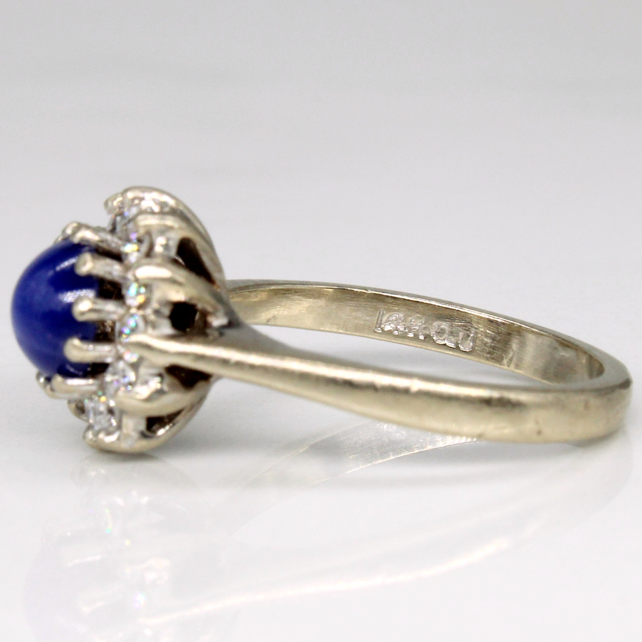 Synthetic Star Sapphire & Diamond Halo Ring | 0.80ct, 0.24ctw | SZ 3.75 |