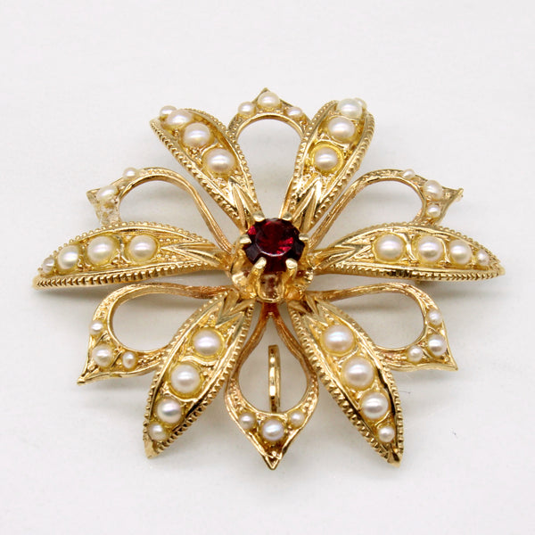 Garnet & Pearl Modified Brooch & Pendant | 0.50ct |