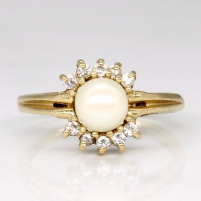 Pearl & Diamond Halo Ring | 0.10ctw | SZ 4.75 |