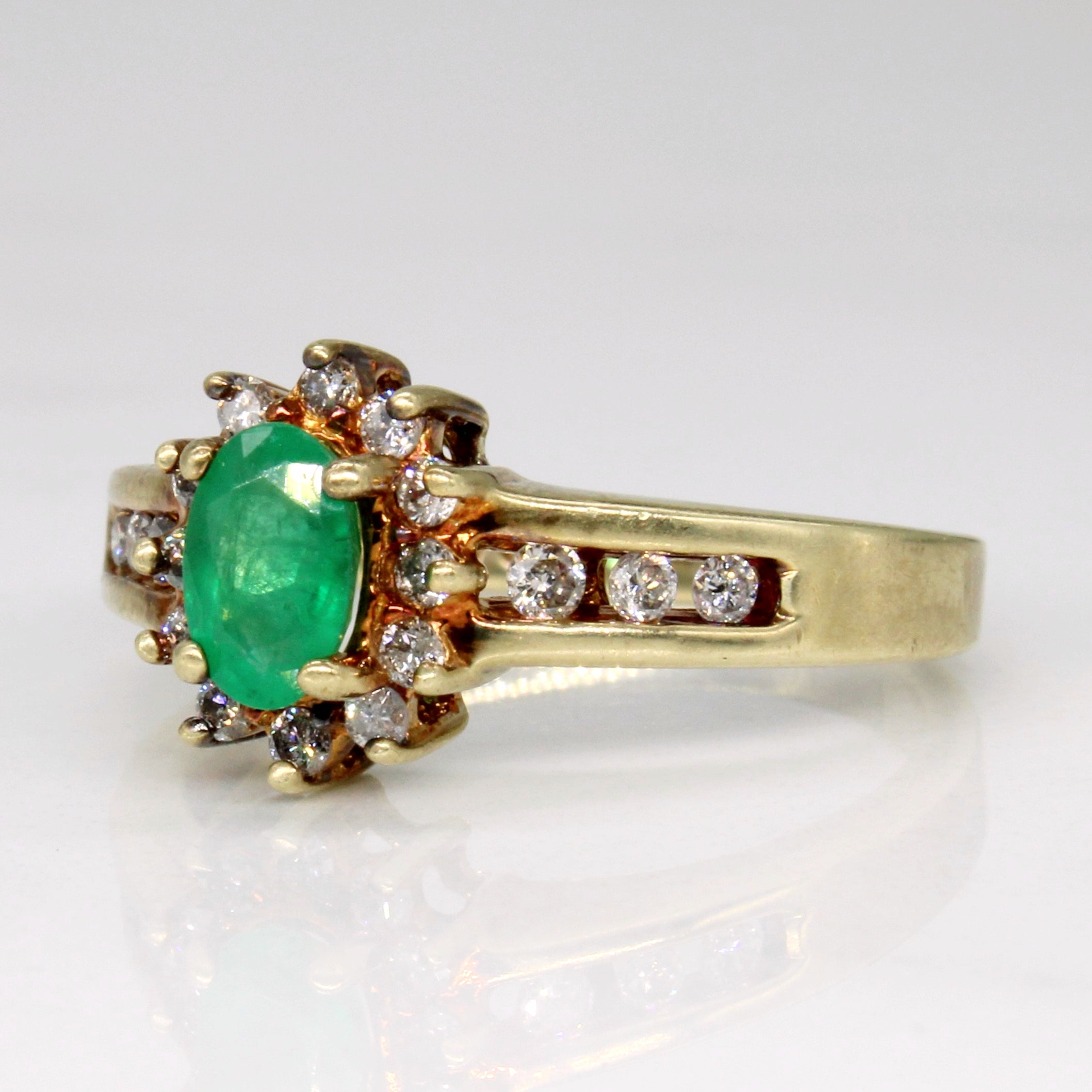 Emerald & Diamond Halo Ring | 0.50ct, 0.18ctw | SZ 6.75 |