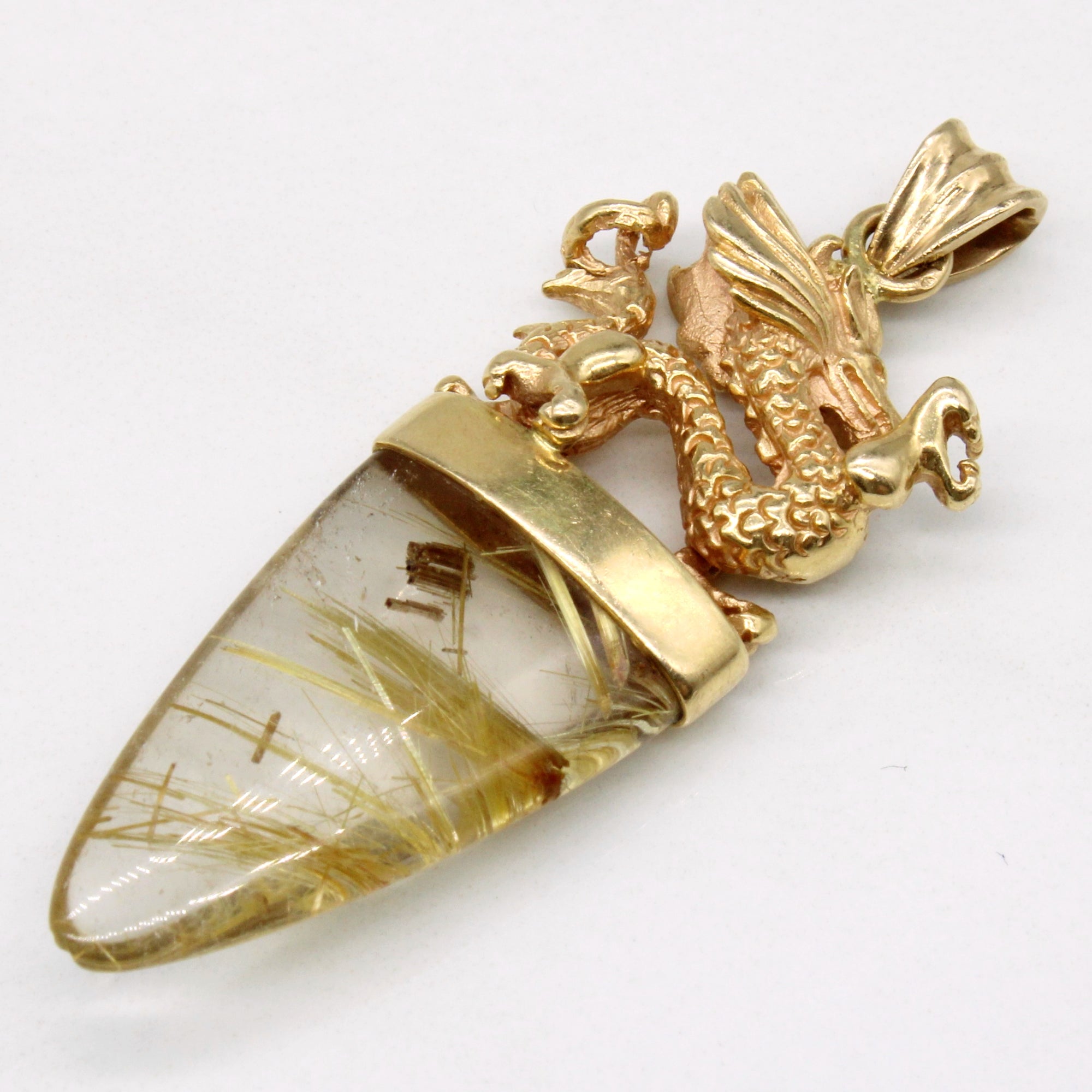 Rutile Quartz Dragon Pendant | 13.50ct |