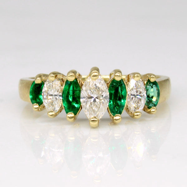 Marquise Cut Diamond & Emerald Ring | 0.42ctw, 0.20ctw | SZ 5 |