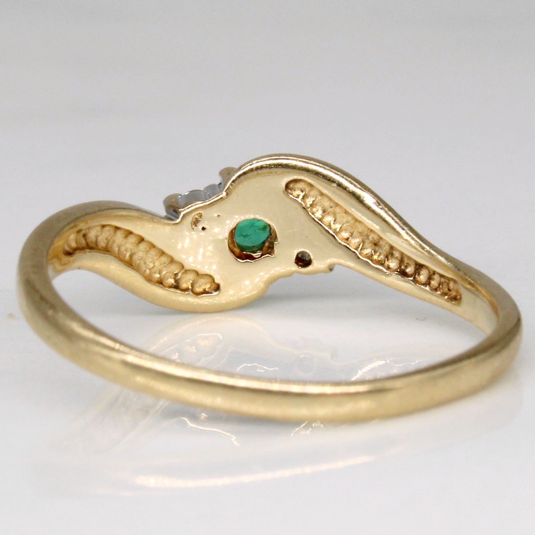 Three Stone Emerald & Diamond Ring | 0.11ct, 0.02ctw | SZ 6 |