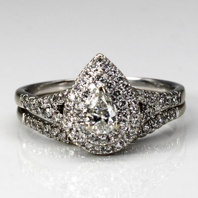 Halo Diamond Engagement Ring Set | 1.00ctw |SZ 10.75 |