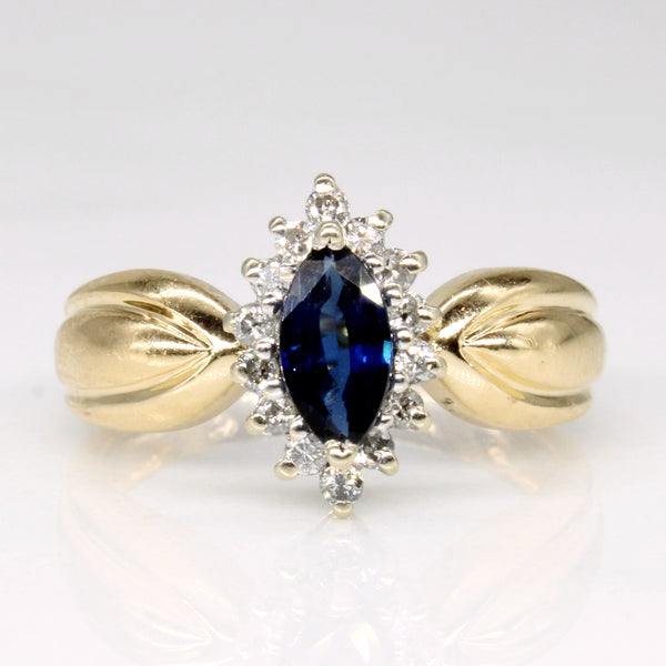 Sapphire & Diamond Halo Set Ring | 0.55ct, 0.14ctw | SZ 5.25 |