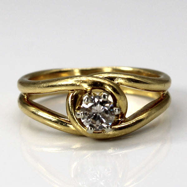 Solitaire Diamond Bypass Gold Ring | 0.23ct | SZ 5.25 |