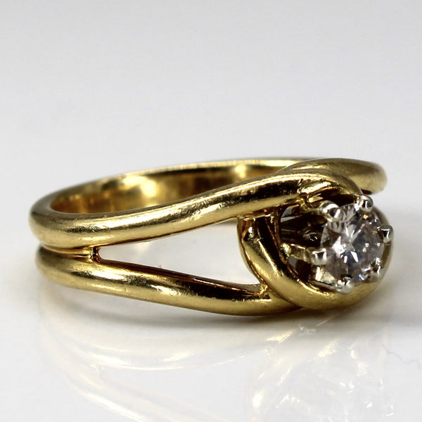 Solitaire Diamond Bypass Gold Ring | 0.23ct | SZ 5.25 |