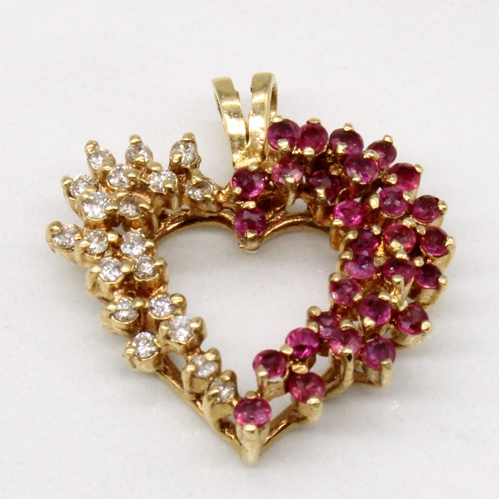 Ruby & Diamond Heart Pendant | 0.40ctw, 0.10ctw |