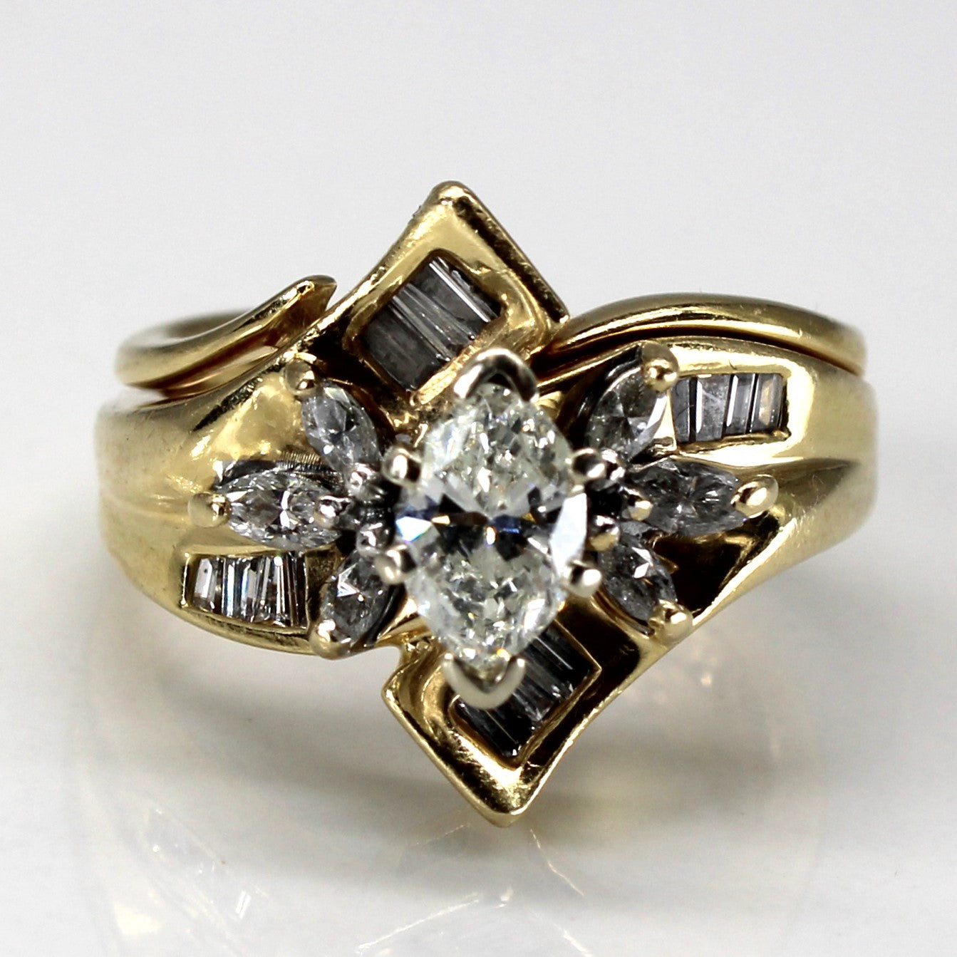 Bypass Multi Diamond Gold Ring | 0.70ctw | SZ 5 |